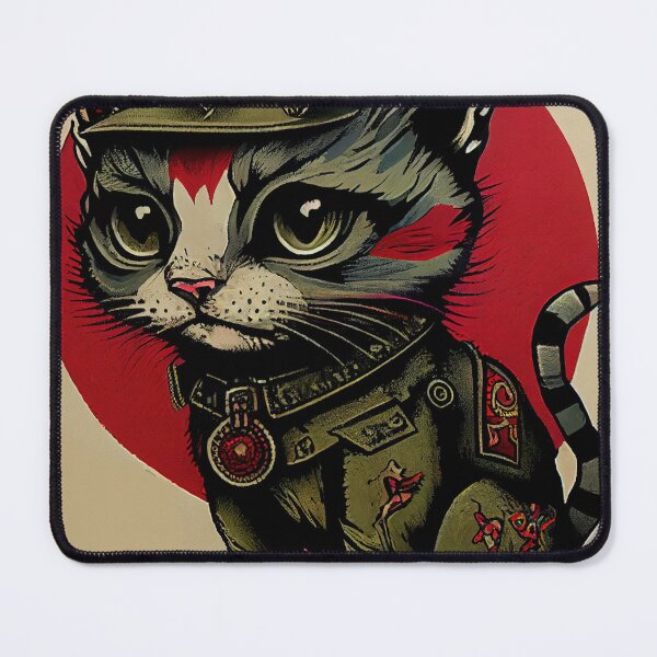 Item preview, Cute Cat in Uniform in front of Red Sun designed and sold by dholzric.
