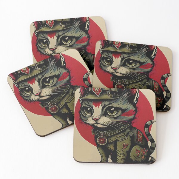 Item preview, Cute Cat in Uniform in front of Red Sun designed and sold by dholzric.
