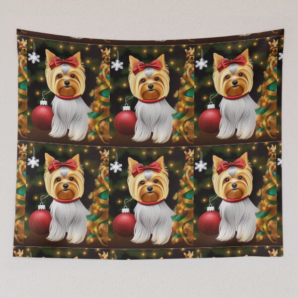 Item preview, Yorkshire Terrier Dog Christmas Celebration 5 designed and sold by AnadAA.