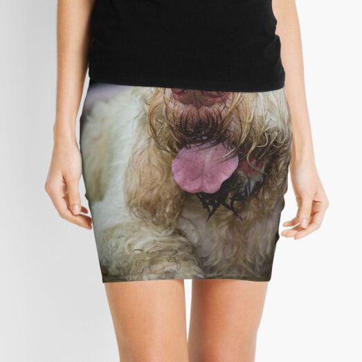 Orange and White Italian Spinone Dog Head Shot Mini Skirt