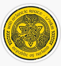 Wild Atlantic Route, Ireland - Celtic Triskele Knot - Yellow/Graphite Sticker