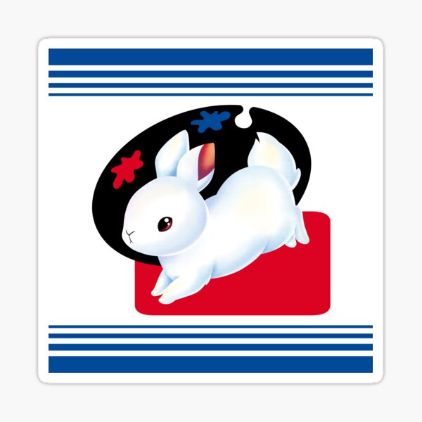 White Wabbit Jumping Sticker