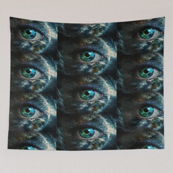 Item preview, Galaxy Earth Eye Universe Close Up Stars and Planets Digital Art Dark designed and sold by Bitcoin-Fashion.