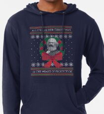 Karl Marx "Nutze die Produktionsmittel" Lustiger hässlicher Weihnachts-Pullover Leichter Hoodie