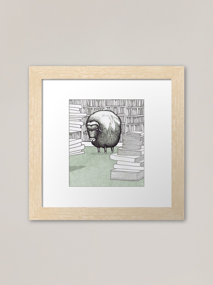 Alternate view of Ox in a Library Framed Art Print