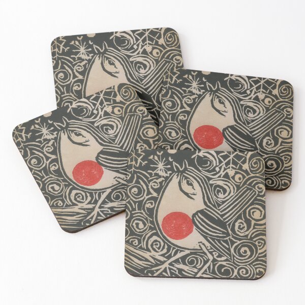Item preview, The Robin Sings in Winter - Black Lino Cut Print on Aged Paper designed and sold by LymphomaLass.