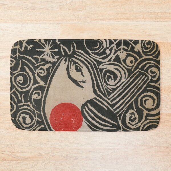 Item preview, The Robin Sings in Winter - Black Lino Cut Print on Aged Paper designed and sold by LymphomaLass.