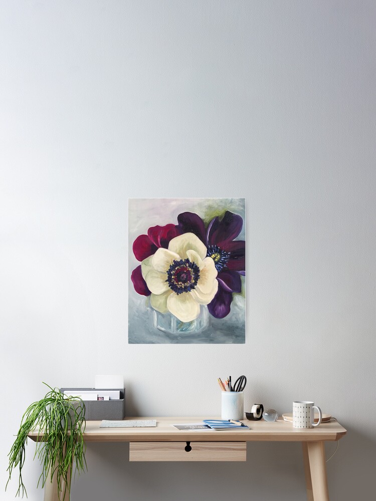 Póster «Pintura al óleo de la flor de la anémona por el arte de Angela  Brown» de AngelaBrownArt | Redbubble