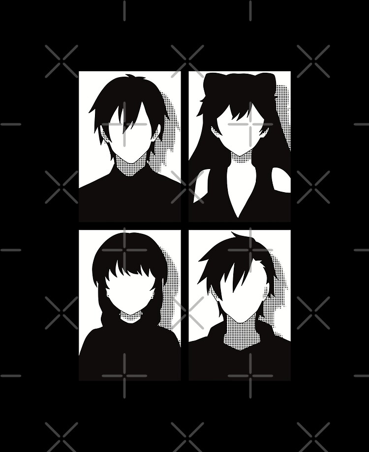 All Main Characters from More than a married couple, but not lovers or  Fuufu Ijou, Koibito Miman: Akari Watanabe, Shiori Sakurazaka, Jirou Yakuin  and Minami Tenjin in Black and White Pop Art