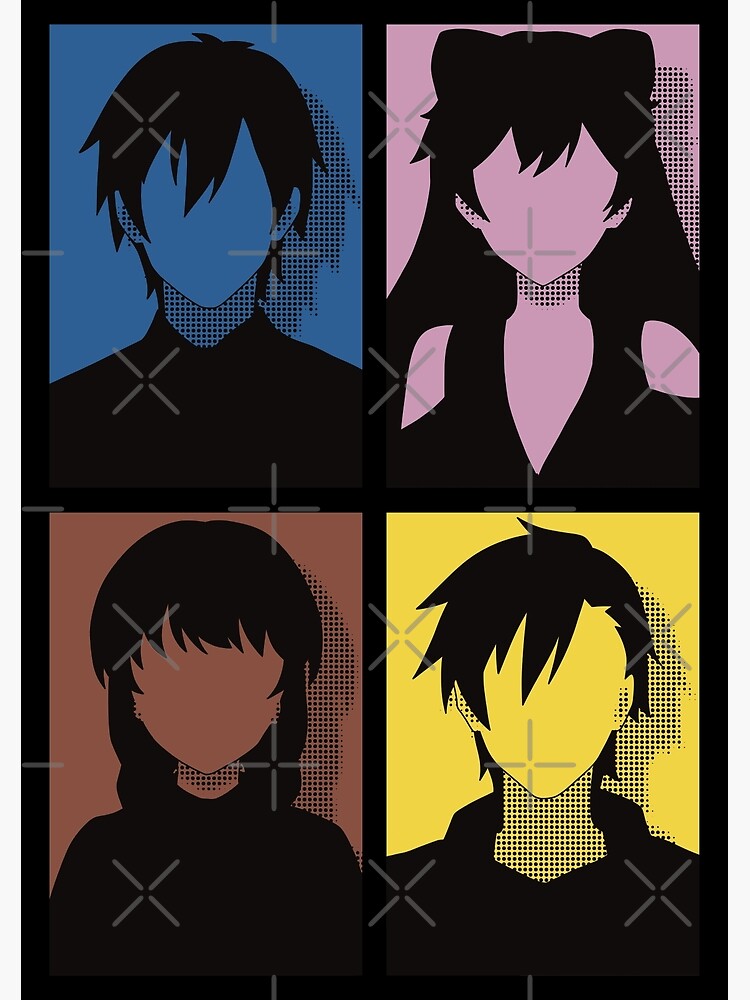 All Main Characters from More than a married couple, but not lovers or  Fuufu Ijou, Koibito Miman: Akari Watanabe, Shiori Sakurazaka, Jirou Yakuin  and Minami Tenjin in Silhouette Pop Art Design Poster