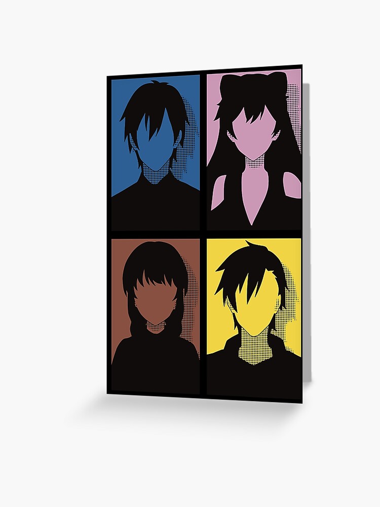 All Main Characters from More than a married couple, but not lovers or  Fuufu Ijou, Koibito Miman: Akari Watanabe, Shiori Sakurazaka, Jirou Yakuin  and Minami Tenjin in Pop Art Design Greeting Card