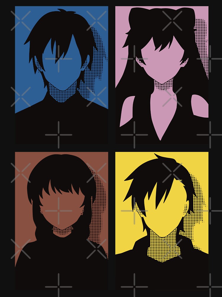 All Main Characters from More than a married couple, but not lovers or  Fuufu Ijou, Koibito Miman: Akari Watanabe, Shiori Sakurazaka, Jirou Yakuin  and Minami Tenjin in Black and White Pop Art