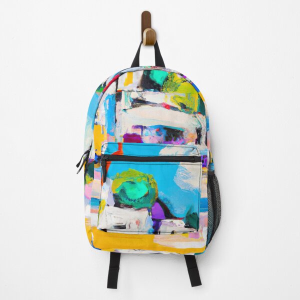 Item preview, Coastal Town - Abstract Impressionist Painting - Blue, Yellow and Green designed and sold by Inomaly Art.