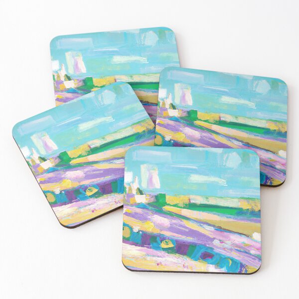 Item preview, Beach Scene - Abstract Art Painting - Blue, Yellow and Purple designed and sold by Inomaly Art.