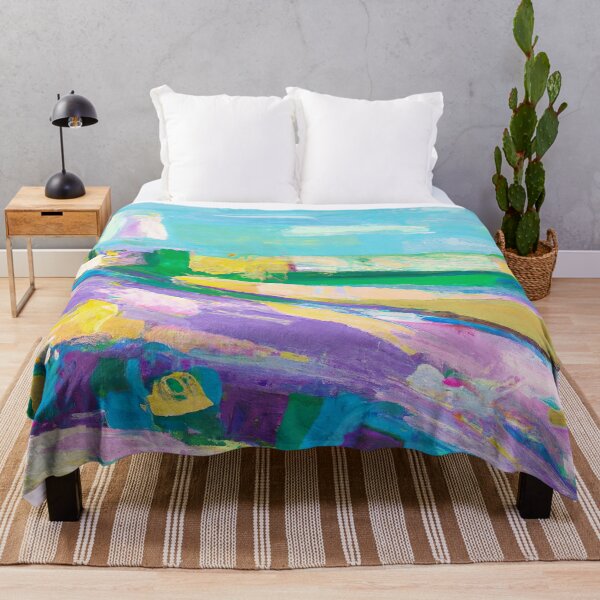 Item preview, Beach Scene - Abstract Art Painting - Blue, Yellow and Purple designed and sold by Inomaly Art.