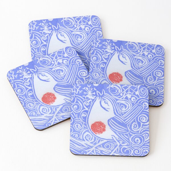 Item preview, The Robin Sings in Winter - Blue Lino Cut Print designed and sold by LymphomaLass.