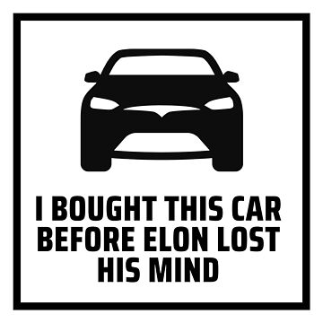 Elon Lost His Mind Tesla Model 3/Model S Bumper Sticker (Square White) |  Sticker