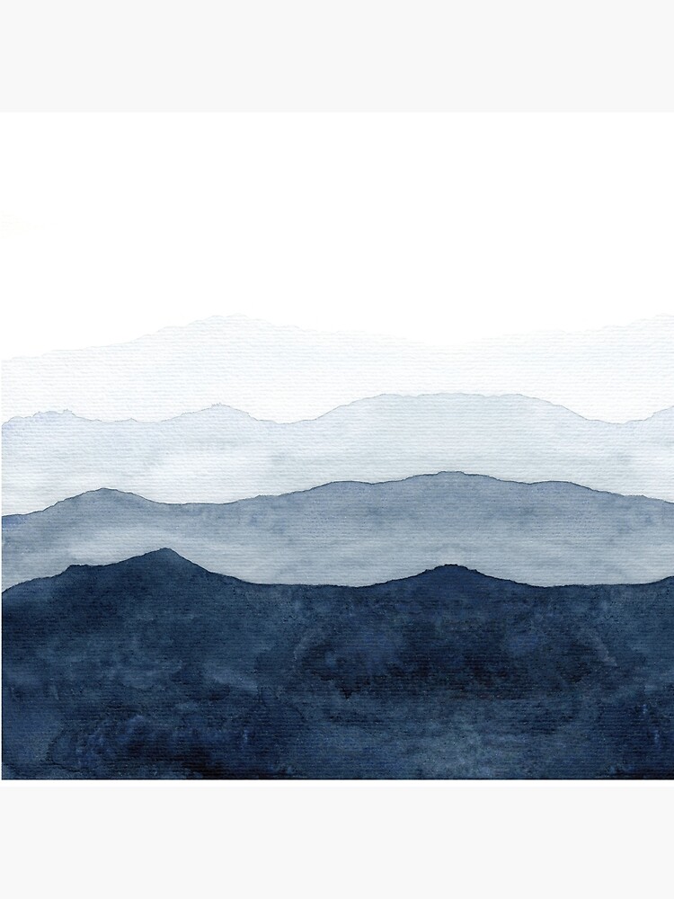 Mountains Ombre | Indigo Abstract Watercolor by ChipiArtPrints