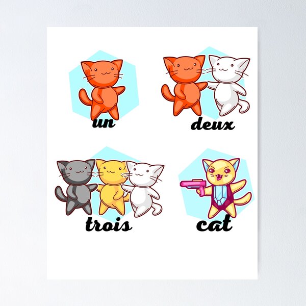 Item preview, Francophile funny french counting cat pun - un deux trois cat designed and sold by SofiaOnAir.