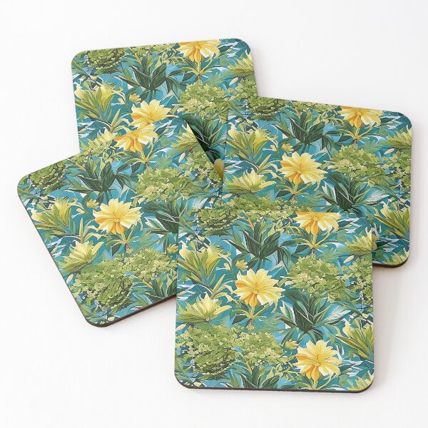 Item preview, Vibrant Van Gogh Style Yellow Flower Pattern Over Green Leaves designed and sold by sunflowerlight.