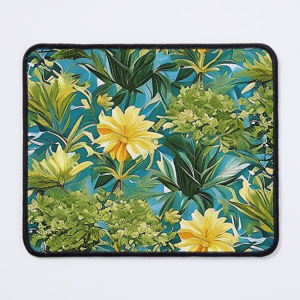 Item preview, Vibrant Van Gogh Style Yellow Flower Pattern Over Green Leaves designed and sold by sunflowerlight.