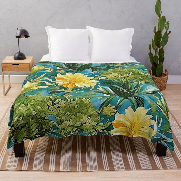 Item preview, Vibrant Van Gogh Style Yellow Flower Pattern Over Green Leaves designed and sold by sunflowerlight.