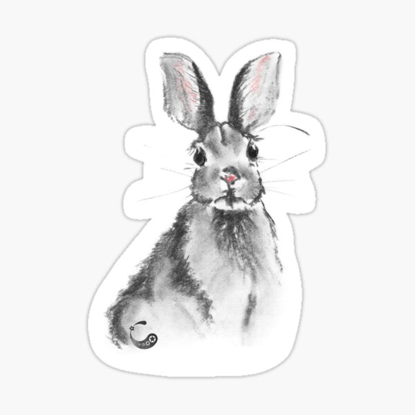 Rabbit Bunny (Sticker) (Charcoal Animals) Sticker
