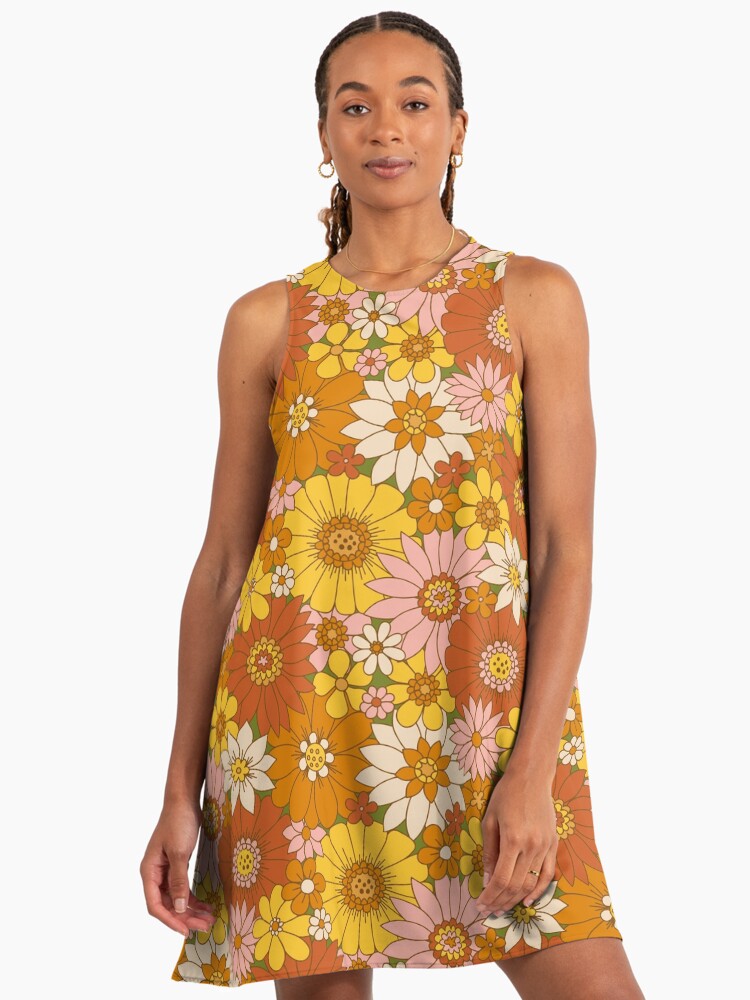60s Retro Daisy Floral" A-Line Dress for Sale by latheandquill | Redbubble 60s Retro Daisy Floral" A-Line Dress for Sale by latheandquill | Redbubble