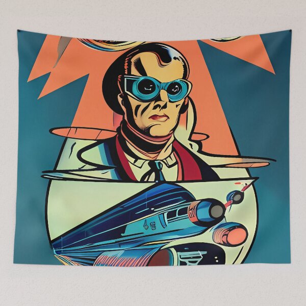 Item preview, Retrofuturism sci fi man designed and sold by BigBrainArtwork.