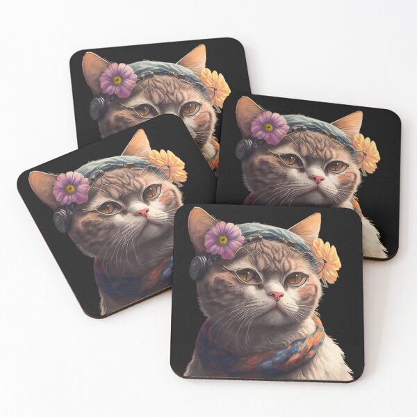 Item preview, Cat with flowers designed and sold by AnimalArtPhotos.