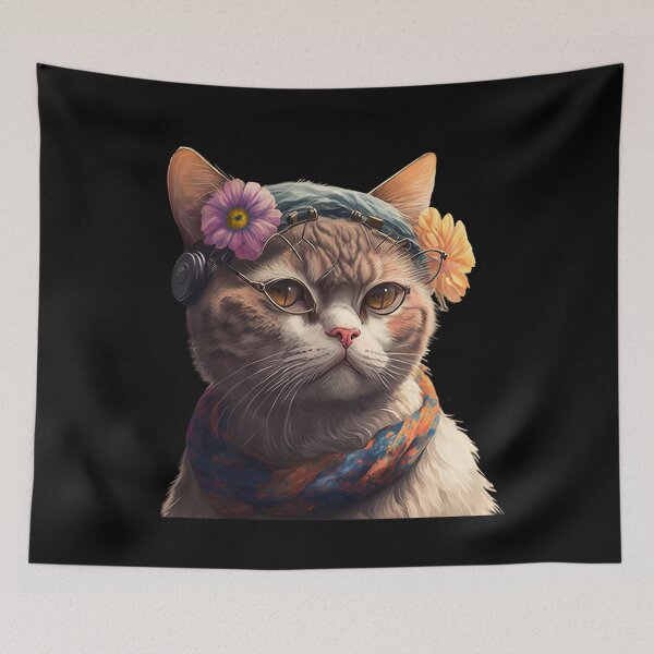 Item preview, Cat with flowers designed and sold by AnimalArtPhotos.