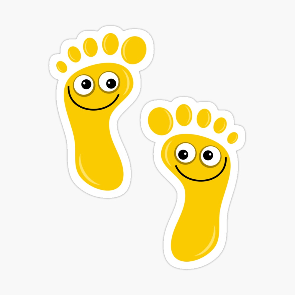 Yellow Happy Emoji Foot Prints Poster for Sale by Prawny | Redbubble