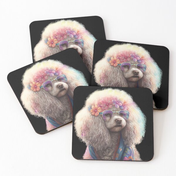 Item preview, Funny hippie poodle designed and sold by AnimalArtPhotos.