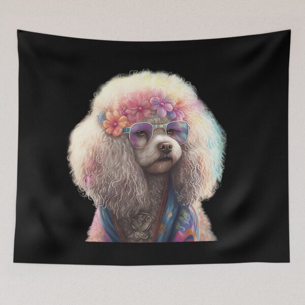 Item preview, Funny hippie poodle designed and sold by AnimalArtPhotos.