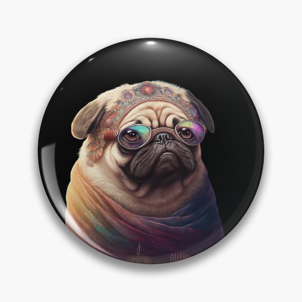 Item preview, Hippie pug designed and sold by AnimalArtPhotos.