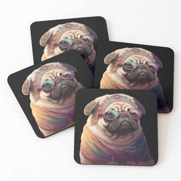 Item preview, Hippie pug designed and sold by AnimalArtPhotos.