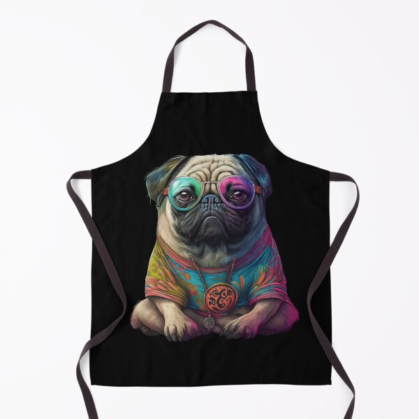 Item preview, Funny pug hippie designed and sold by AnimalArtPhotos.