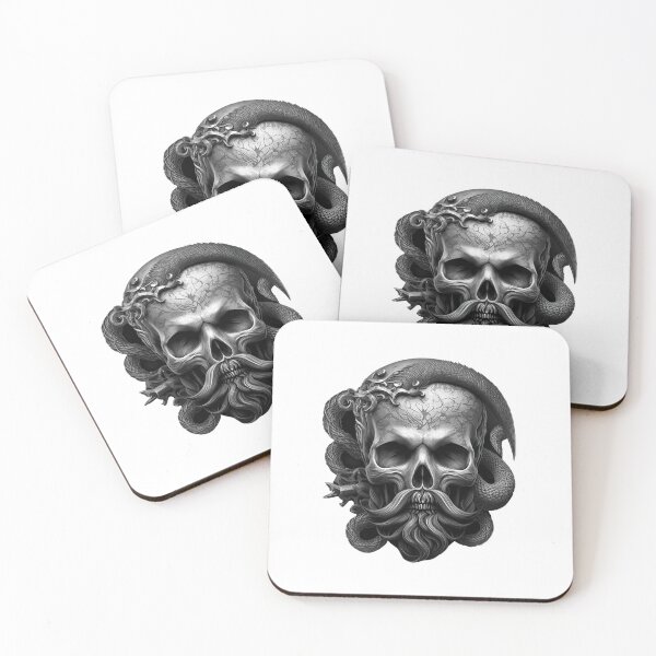 Item preview, SKULL BEARD GOLD SNAKE DARK PIRATE EMPEROR SERPENT SINISTER BLACK designed and sold by ogirdorgraphics.
