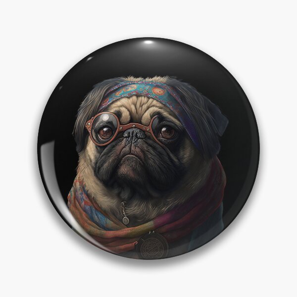 Item preview, Pug hippy designed and sold by AnimalArtPhotos.