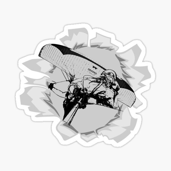Paragliding flying through the opening Sticker