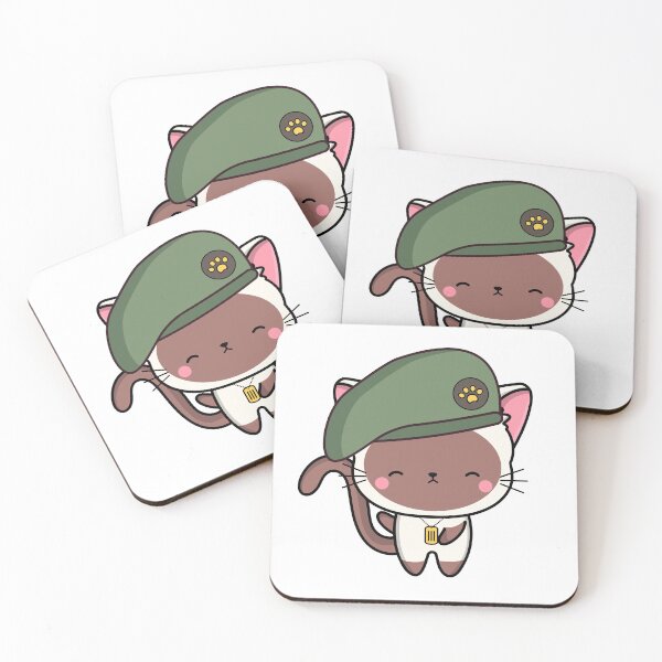 Item preview, Cute White Cat wearing a green beret designed and sold by Pet Station.