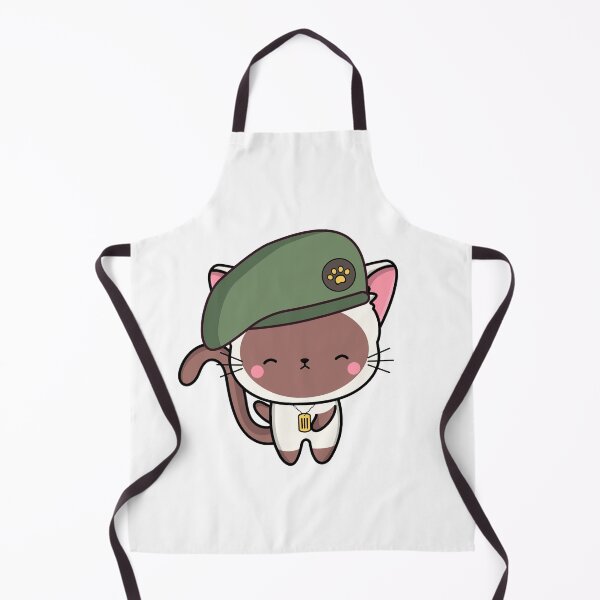 Item preview, Cute White Cat wearing a green beret designed and sold by Pet Station.