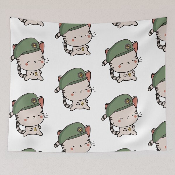 Item preview, Cute Tabby Cat wearing a green beret designed and sold by Pet Station.