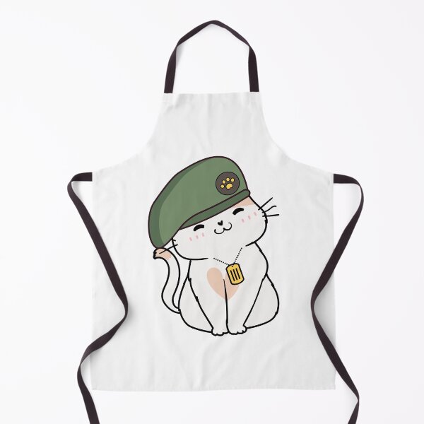 Item preview, Cute White Cat wearing a green beret designed and sold by Pet Station.