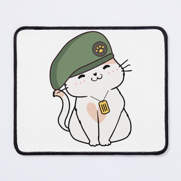 Item preview, Cute White Cat wearing a green beret designed and sold by Pet Station.