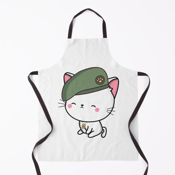 Item preview, Cute White Cat wearing a green beret designed and sold by Pet Station.