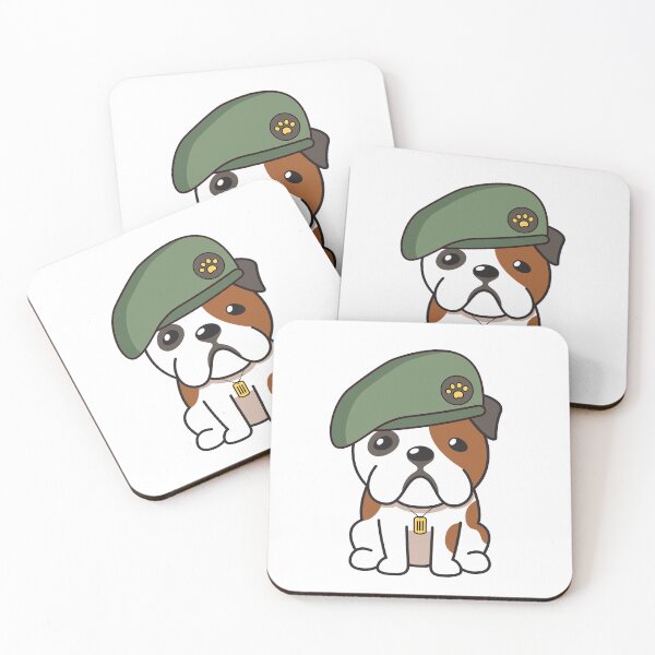 Item preview, Cute Green Beret English Bulldog guard dog on duty designed and sold by Pet Station.