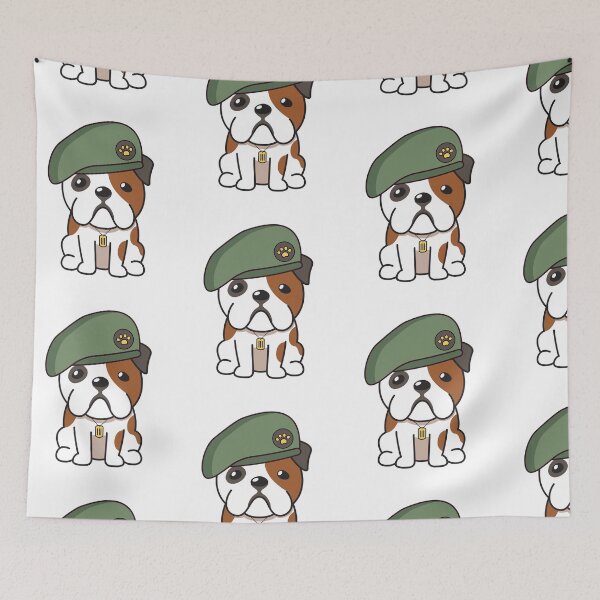 Item preview, Cute Green Beret English Bulldog guard dog on duty designed and sold by Pet Station.