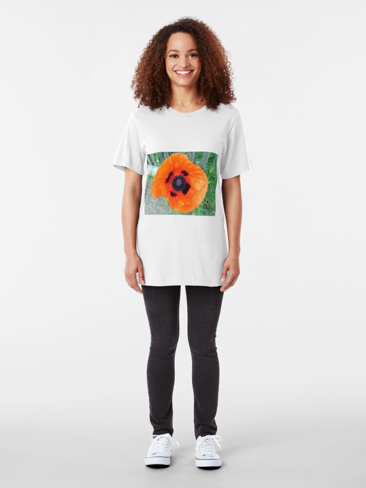 Alternative Ansicht von Große Mohn-Blüte Slim Fit T-Shirt