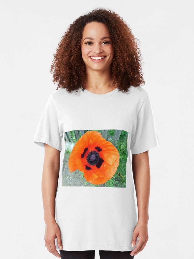 Alternative Ansicht von Große Mohn-Blüte Slim Fit T-Shirt